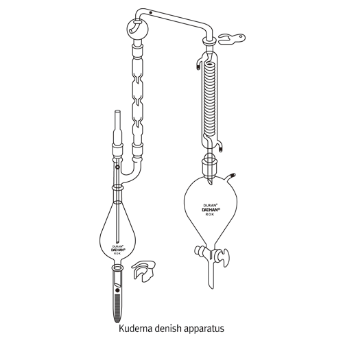 SciLab® Kuderna-Danish Evaporative Concentrator Set with Separatory Funnel, 500㎖ Made of Original DURAN® Flask & Borosilicate Glass 3.3, 쿠데르나-데니스 농축기 세트