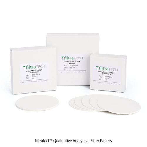 filtratech® Qualitative Analytical Filter Papers, Φ42.5~320mm Ash Content < 0.06%, <France-Made> 정성여과지, 분석용