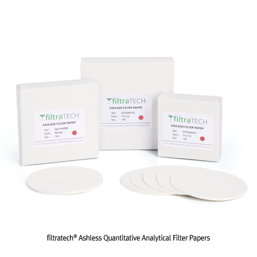 filtratech® Ashless Quantitative Analytical Filter Papers,Φ47~185mm Ash Content < 0.01%, <France-Made> 무회 정량여과지, 분석용