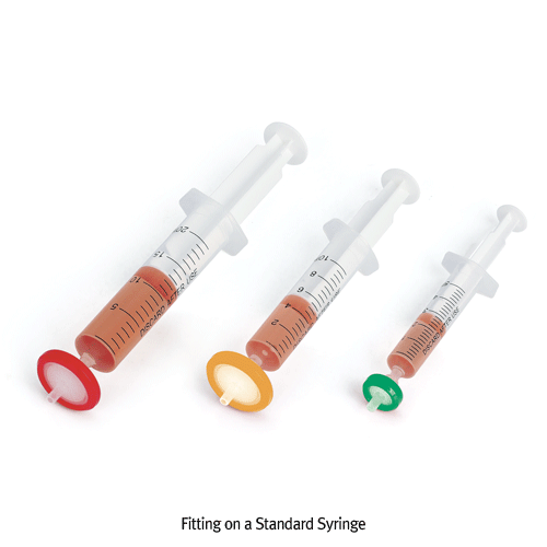 filtratech® Syringe Filter, For Fitting on a Standard Syringe, High Flow Rate, 0.22·0.45·0.8㎛, Φ13 & 25mm With PP Housing & Color Ring, Sterile & Non-sterile, <France-Made> 시린지 필터, 멸균 & 비멸균