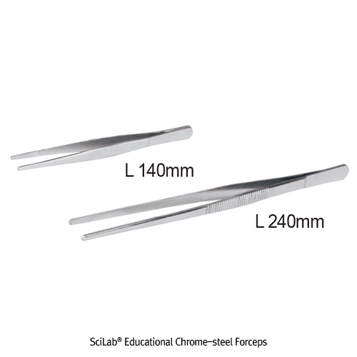 SciLab® Educational Forceps, Chrome-steel, L140~300mm With Blunt & Ridged-tip, <Korea-Made> 교육용 기본형 포셉