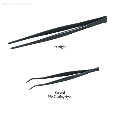 Premium PFA Coated Stainless-steel Tweezers, Straight- & Curve-type Chemical Resistance, SS410, PFA 코팅트위저/핀셋, 내약품성용
