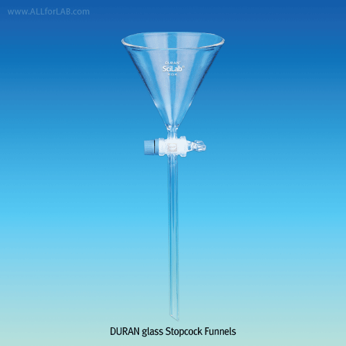 SciLab® Premium Glass Stopcock Funnel, with 60° Angle Borosilicate Glass 3.3, 고품질 스탑콕 펀넬, 유리콕