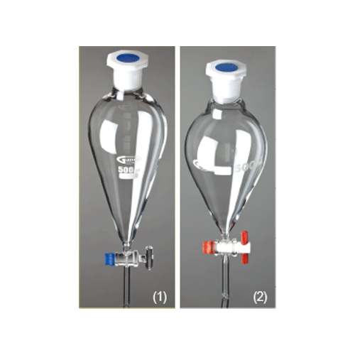 “Pear”&“Squibb” Separatory Funnel, with PE Joint Stopper, 50~2,000㎖ With PTFE- or Glass-Plug, Borosilicate Glass 3.3, 분액깔때기 “피어형”과 “스퀴브형”