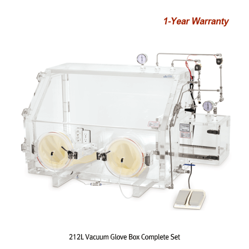 SciLab® Premium 40mm PMMA Vacuum Glove Box Complete Set, Natural Rubber Glove & Transfer Chamber, for 1 Operator With Internal Outlet, Foot S/W for Internal Pressure Regulation, Vacuum Pressure 10 Torr, 프리미엄 진공 글러브박스/음압박스, 1인용