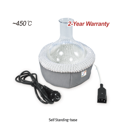 SciLab® Fabric-Housed Round Flask Heating Mantle, Remote Controlled, (1) Base & (2) Top Cover, 450℃, 50㎖~100Lit With Nickel Chrome Heating Element, option-Controller, with Certi. & Traceability 라운드 플라스크용 직물케이스 히팅맨틀, Ni-Cr 열선 내장, 자력교반기와 사용가능, 조절기와 외장 온도 프로