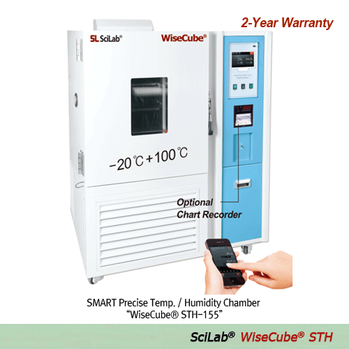 SciLab® -20℃+100 ℃ SMART Temp/Humidity Chamber “WiseCube® STH”, with Viewing Window, 155·305·420·800 Lit  With Smart-LabTM, Auto Supplement Internal Water Tank, Touch-Screen LCD, CFC-Free, up to 98% RH, 스마트 항온항습기, 투시창 도어