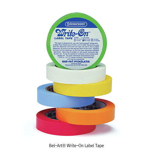 Bel-Art® Write-On Label Tape, Colored, Length 36m  For Writing or Marking, 라벨테이프