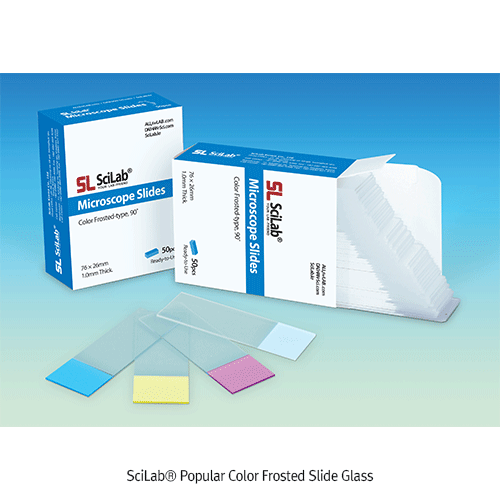 SciLab® Popular Color Frosted Slide Glass, 76×26mm, White·Pink·Blue·Yellow  With 90° Ground-edge, 컬러 슬라이드 글라스