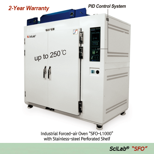 SciLab® Industrial Forced-air Drying Oven “SFO-L”, 486·840·1176 Lit, with Certi. & Traceability  With Stainless-steel Perforated Shelves, Digital pid control system, Superior Temp Accuracy, up to 250℃, ±1.0℃  대용량 산업용 열풍 순환식 건조기 / 오븐, 우수한 온도 정확성