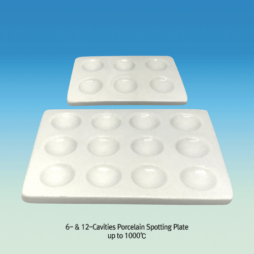 6- & 12-Cavities Porcelain Spotting Plate  Up to 1000℃, Glazed, 6구 & 12구 세라믹 점적판