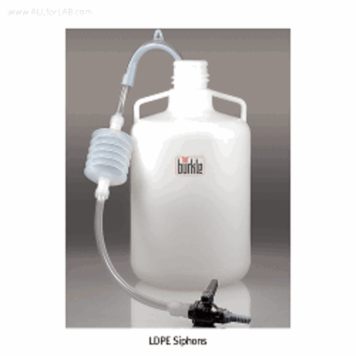 Burkle® LDPE Siphon, with Stopcock & Transparent Hoses, 9 Lit/min.  With Robust PP Ball Valve, -50℃+105/120℃, <Germany-Made> LDPE 흡입관