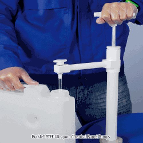Burkle® PTFE Ultra-pure Chemical Barrel Pump, 270 & 400㎖/stroke  With Immersion Tube Φ32mm-Adjustable Length, <Germany-Made> 순수 케미컬 배럴펌프