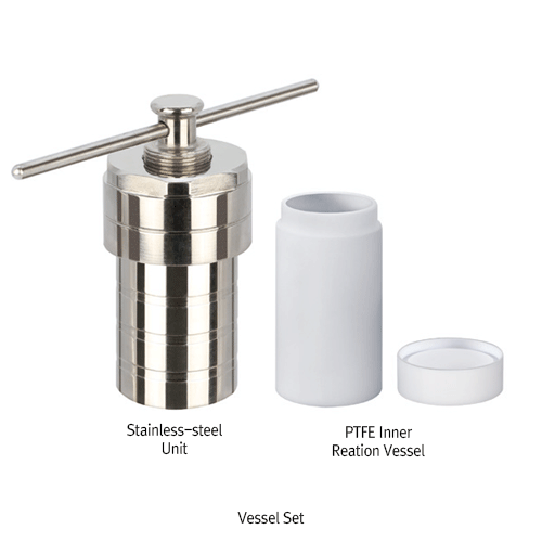 Hydrothermal Synthesis Autoclave Reactor Vessel Set with PTFE Inner Vessel, Made of Stainless-steel 304, 25~1,000㎖  Ideal for Using in Numerous Industries, High Quality PTFE Chamber, +200/220℃ Stable, 수열합성 고압 반응 베셀 세트