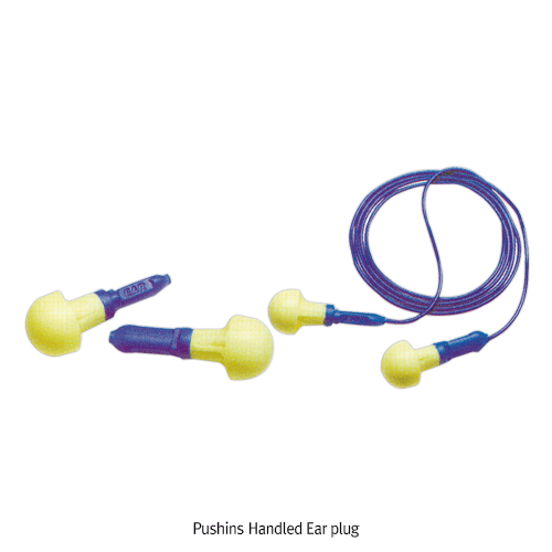 3M® Pushins® Handled(pad) Ear Plug, EAR Foam® Polymer-Foam, 28dB  Good for Noisy & Dusty Work Environments, ANSI-compliance, 손잡이가 있는 귀마개