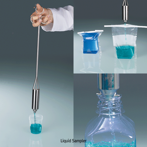 Burkle® Stainless-steel Liquid Sampler, Open with Thumb, Φ32mm, 100㎖  For thin to Viscous Liquids, Single Hand Operation, Total Length 54cm, 점성액상시료 샘플러