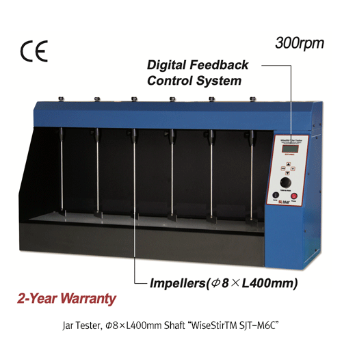 SciLab® Digital Jar Tester “WiseStirTM SJT-M6C”, 6-Paddle Stirrer for Flocculation Test, 300 rpm, with Certi. & Traceability With Programmable Digital Feedback Control, 6 Impellers, 6 Independent Light Source, up to 6×1Lit Beakers 프로그램/디지털 자 테스터, 정밀 직류 기어