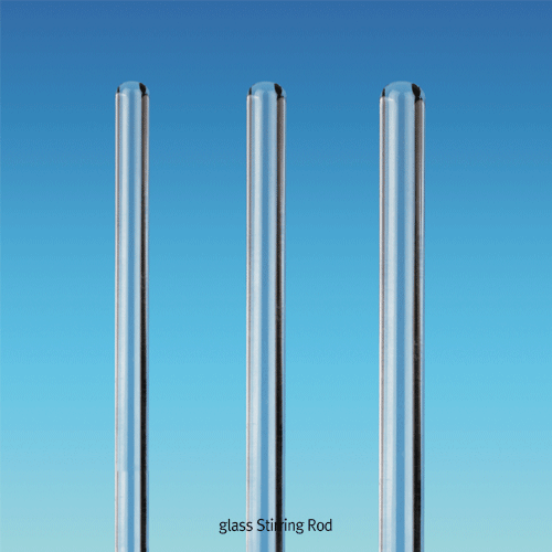 SciLab® DURAN glass Stirring Rod, with Round Ends, Φ7~Φ10, L200~650mm Borosilicate Glassα3.3, 글라스핸디 교반봉, 끝부분이 둥근모양, 긁힘방지