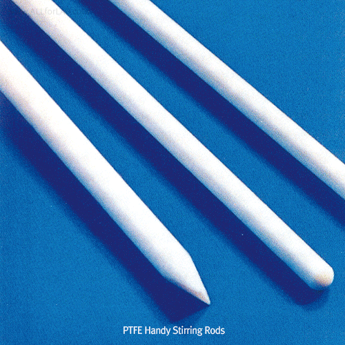 Cowie® PTFE Handy Stirring Rod, Φ6/8×L200~400mm  With Steel-core or Solid PTFE, -200°C+280°C, <UK-Made> Teflon 핸디 교반봉