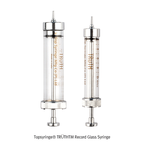 Topsyringe®TRUTHTM RecordGlassSyringe,MetalRecordTip,1~50mℓ With Stainless Steel Piston & Rubber Ring, ISO/CE Certified, 글라스/메탈 시린지