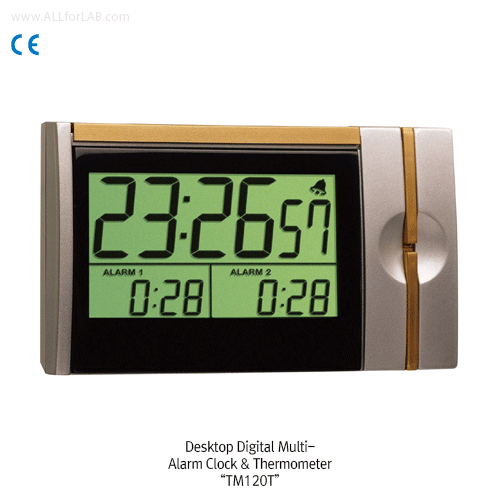 DAIHAN® Desktop Digital Multi-Alarm Clock & Thermometer, Alarm/Snooze Set  With EL/LED Backlight, Count-Up/Down, ··/··, -10··+50··, 탁상용 디지털 알람 시계/온도계