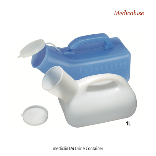 DAIHAN® mediclinTM Urine Container, HDPE, Graduated, Up to 1Lit Ideal for Collecting Liquid Sample, Ergonomic Design, with Lid, 소변통, 편리형