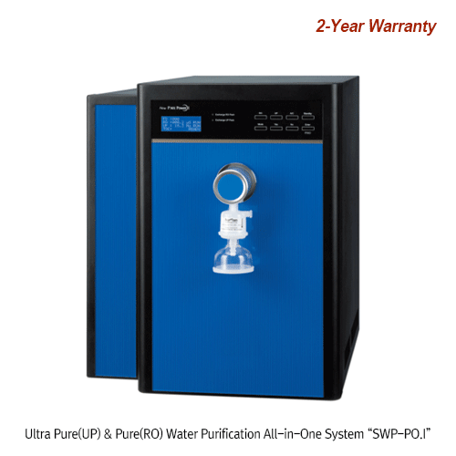 SciLab® Ultra Pure(UP) & Pure(RO) Water Purification All-in-One System “SWP-PO.I”, Max 15L/hr  With Pretreatment System, 2-Steps of Filter Exchange Indicator, (RO) 0.2~250··/cm, (UP) Up to 18.3MΩ··cm, 초순수/순수 제조기
