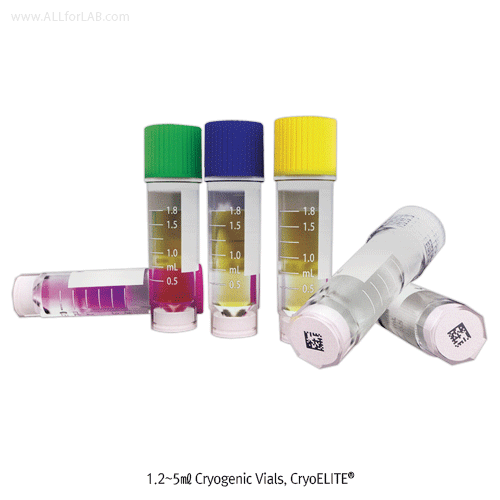 Wheaton® CryoELITE® Cryogenic Vials, Freestanding, External / Internal Thread, Ridged-/ Unique 2° Angle Plug Seal-Cap<br>CryoELITE® 멸균 냉동 Vial, Freestanding, External / Internal Thread, Ridged-/ Unique 2° Angle Plug Seal-Cap, Loctagon Skirt,<br>Optional 2