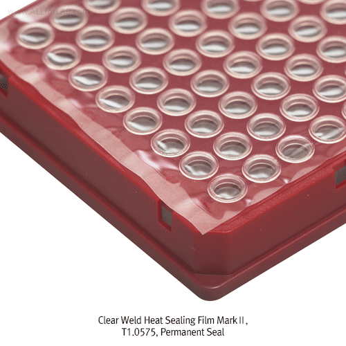4titude® Clear Weld Heat Sealing Film MarkⅡ, Good Optical Clarity & Solvent Resistance, Permanent Seal투명 밀착 가열 Sealing 필름, Suitable for Water Bath Thermal Cyclers , -80 ~ +110℃, 125×78㎜
