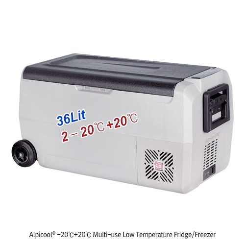 Alpicool® -20℃+20℃ Multi-use Low Temperature Fridge/Freezer, Single & Dual Temp Controlled, with Side Handle, 36Lit With AC/DC Converter, Temp Display & Control, Drain Valve, LED Light, 이동식 냉장/냉동고, 듀얼 온도조절