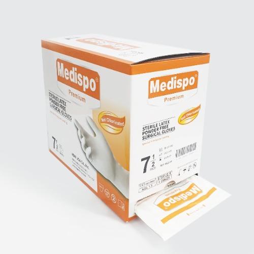'MEDISPO' 멸균 라텍스 일회용 수술용 장갑 파우더프리