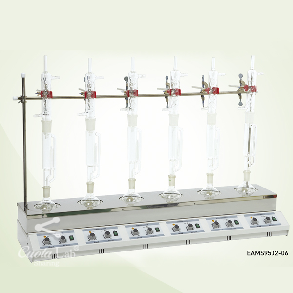 EAMS형 속슬렛 추출장치 아날로그 히팅 교반 맨틀, 온도조절기 부착형 3구, 6구 (Heating mantles for extraction apparatus, with stirring) CUEAMS9501-03