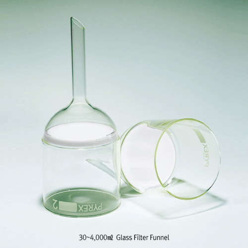 Pyrex® Premium 30~4,000㎖ Glass Filter Funnel, “Buchner”, Boro-glass 3.3<br>DIN/ISO with Sintered Glass Disc Φ30~175mm, [ UK-Made ] 유리필터 부후너 깔때기