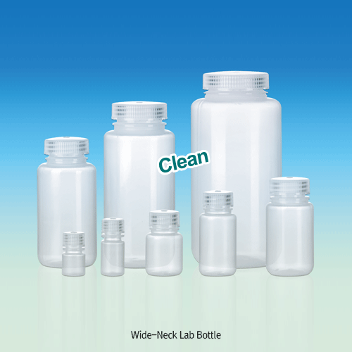 Wisd 8~1,000㎖ CleanPack PP Wide-Neck Lab Bottle, Sterile & Non-Sterile With ASTM Screwcap & Double Sealed Leakproof, Autoclavable, PP 광구병, 멸균 & 비멸균, ASTM