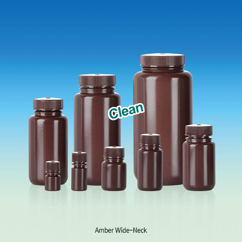 Wisd 8~1,000㎖ CleanPack PP Amber Wide-Neck Lab Bottle, Sterile & Non-Sterile With ASTM Screwcap & Double Sealed Leakproof, Autoclavable, PP 갈색 광구병, 멸균 & 비멸균, ASTM